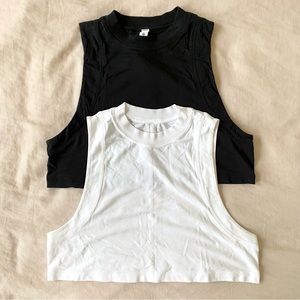 NWOT Lululemon All Yours Crop Tank Black and White Bundle size 0